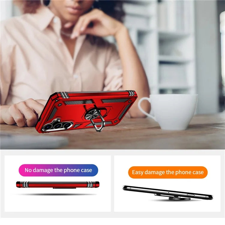 For Samsung Galaxy S24 Case Drop-resistant PC+TPU Kickstand Phone Protector