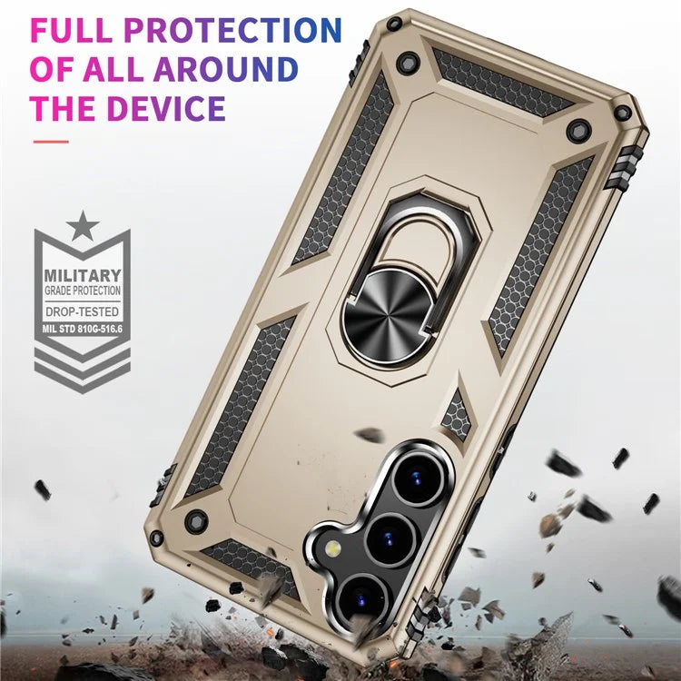 For Samsung Galaxy S24 Case Drop-resistant PC+TPU Kickstand Phone Protector