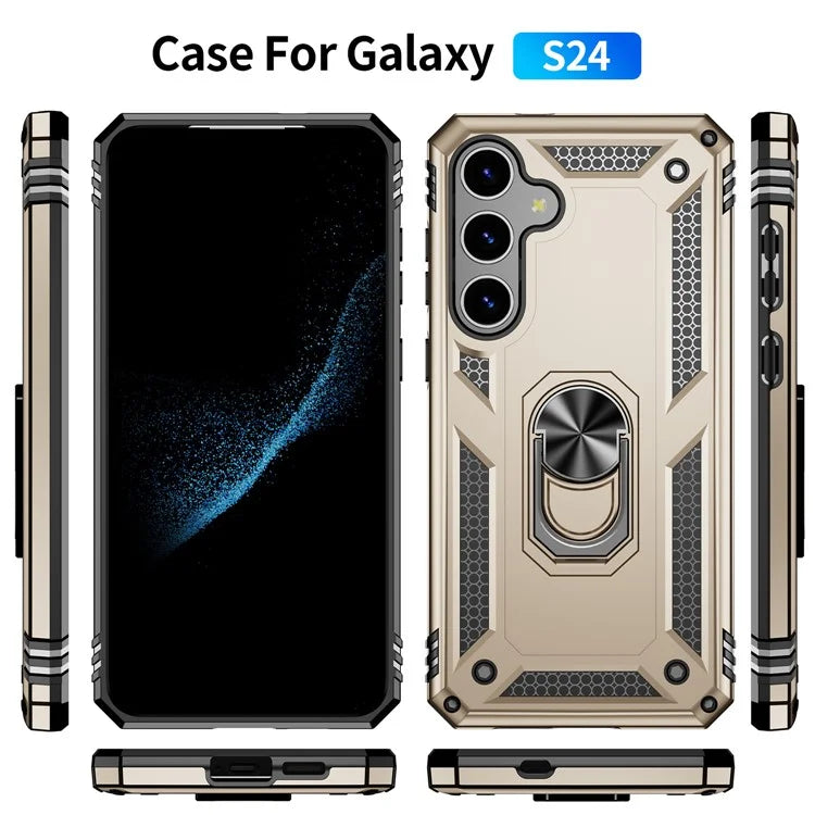 For Samsung Galaxy S24 Case Drop-resistant PC+TPU Kickstand Phone Protector