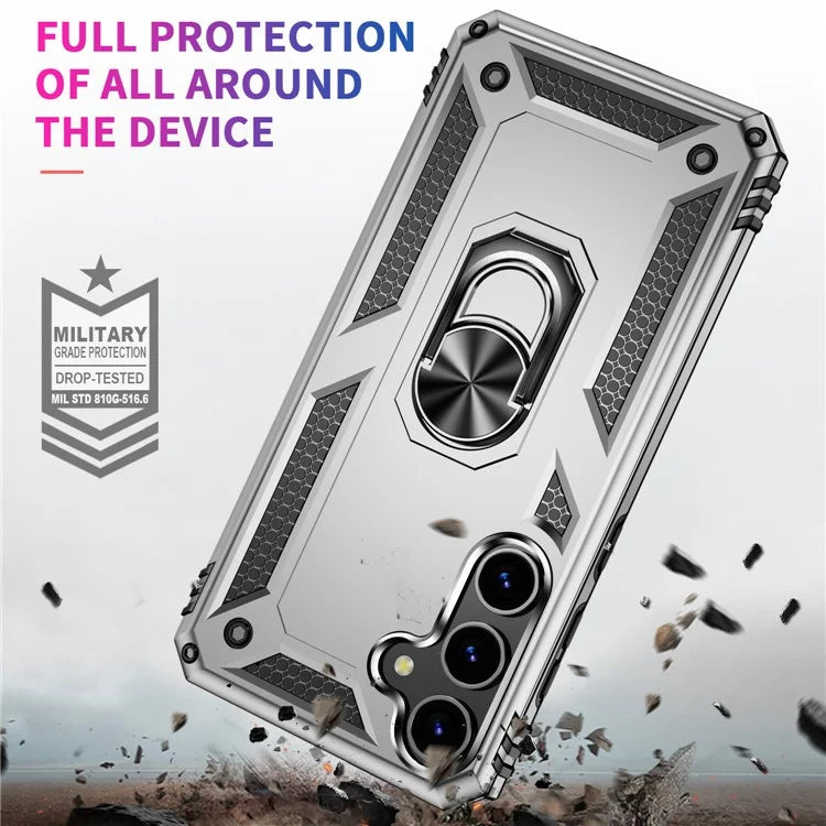 For Samsung Galaxy S24 Case Drop-resistant PC+TPU Kickstand Phone Protector