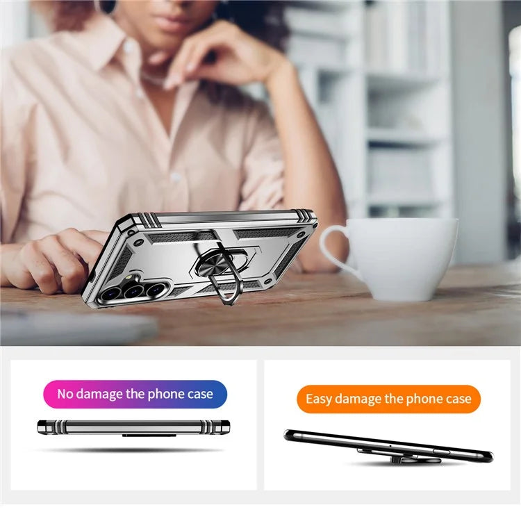For Samsung Galaxy S24 Case Drop-resistant PC+TPU Kickstand Phone Protector