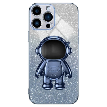 For iPhone 14 Pro Case Electroplating Astronaut Kickstand PC+TPU Phone Cover