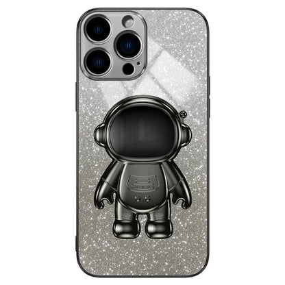 For iPhone 15 Pro Max Case PC+TPU Shell Electroplating Astronaut Kickstand Phone Cover