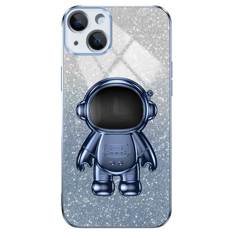 For iPhone 14 Plus Case PC+TPU Phone Cover Back Shell with Astronaut Kickstand
