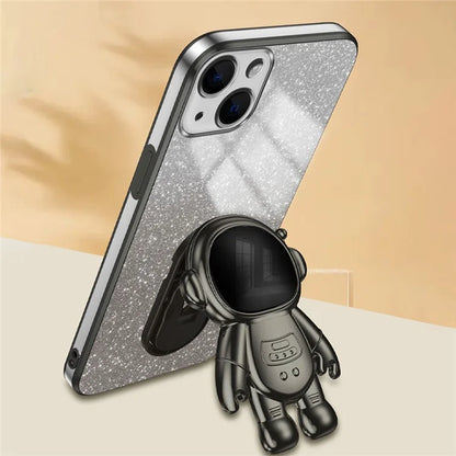 For iPhone 14 Plus Case PC+TPU Phone Cover Back Shell with Astronaut Kickstand