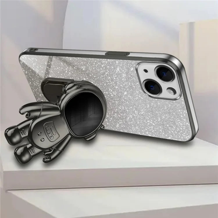 For iPhone 14 Plus Case PC+TPU Phone Cover Back Shell with Astronaut Kickstand
