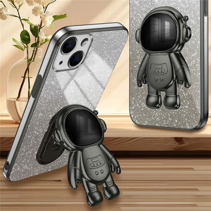 For iPhone 14 Plus Case PC+TPU Phone Cover Back Shell with Astronaut Kickstand
