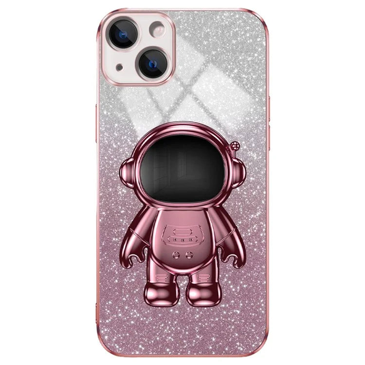 For iPhone 14 Plus Case PC+TPU Phone Cover Back Shell with Astronaut Kickstand