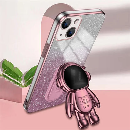 For iPhone 14 Plus Case PC+TPU Phone Cover Back Shell with Astronaut Kickstand