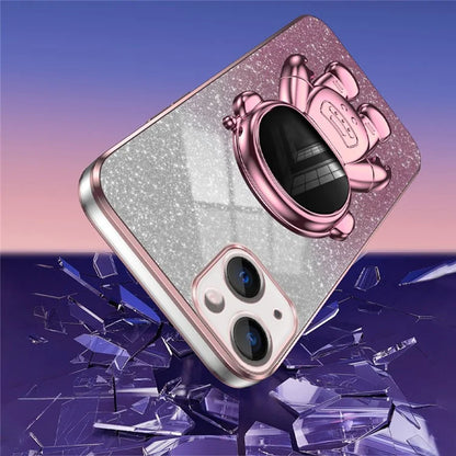For iPhone 14 Plus Case PC+TPU Phone Cover Back Shell with Astronaut Kickstand