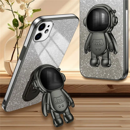 For iPhone 12 mini Case Anti-drop Astronaut Kickstand Cell Phone Shell PC+TPU Cover