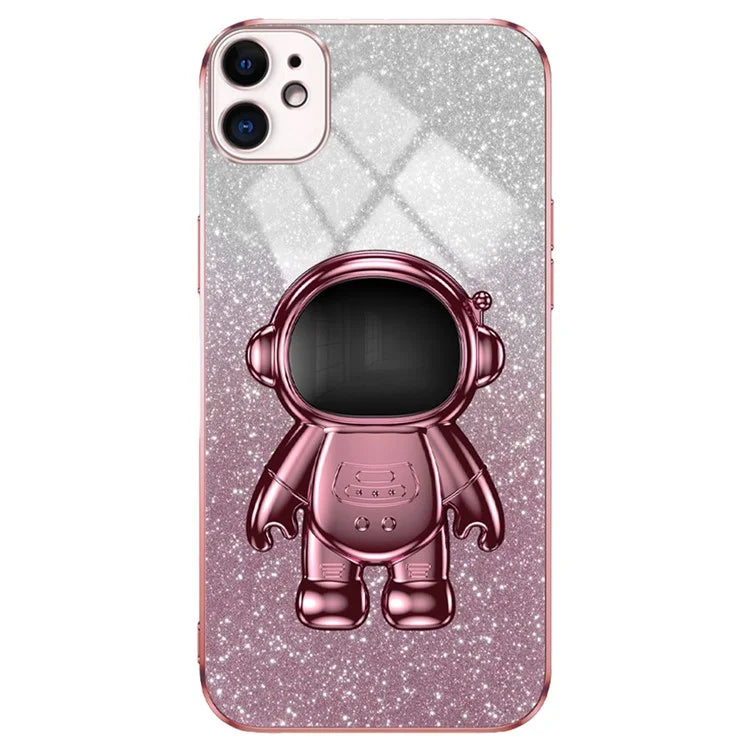 For iPhone 12 mini Case Anti-drop Astronaut Kickstand Cell Phone Shell PC+TPU Cover