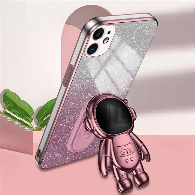 For iPhone 12 mini Case Anti-drop Astronaut Kickstand Cell Phone Shell PC+TPU Cover