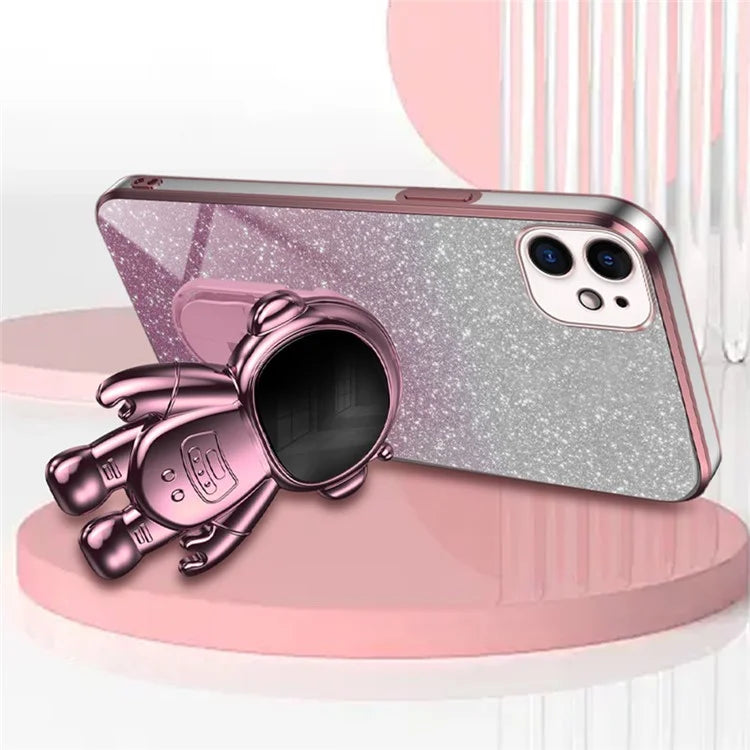 For iPhone 12 mini Case Anti-drop Astronaut Kickstand Cell Phone Shell PC+TPU Cover