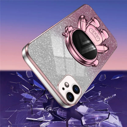 For iPhone 12 mini Case Anti-drop Astronaut Kickstand Cell Phone Shell PC+TPU Cover