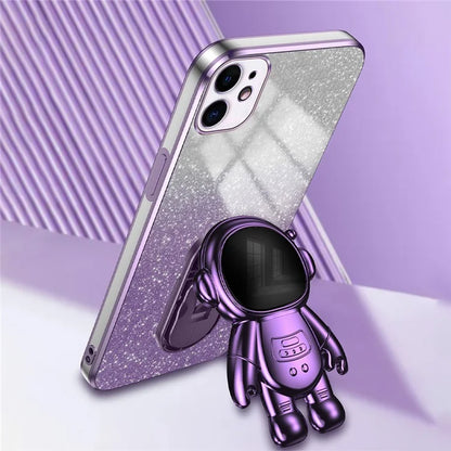 For iPhone 12 mini Case Anti-drop Astronaut Kickstand Cell Phone Shell PC+TPU Cover