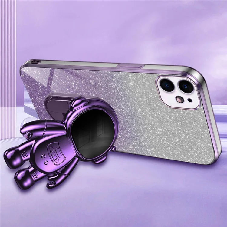 For iPhone 12 mini Case Anti-drop Astronaut Kickstand Cell Phone Shell PC+TPU Cover