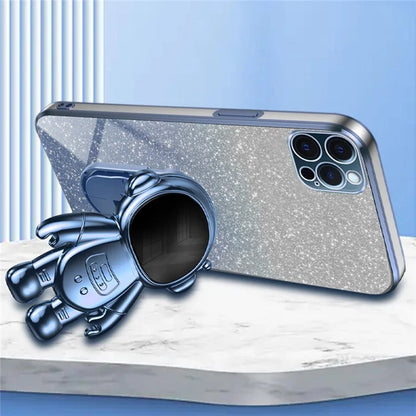 Glittery Powder Decor Cover for iPhone 12 Pro Case Kickstand PC+TPU Phone Shell