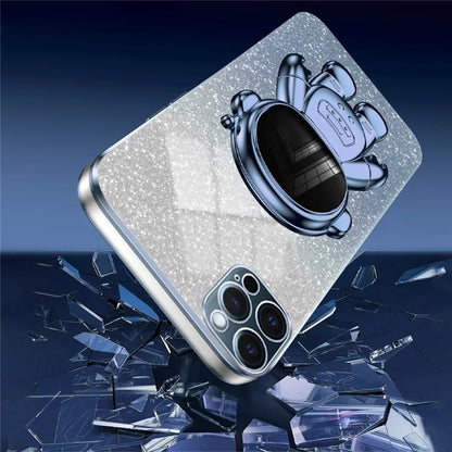 Glittery Powder Decor Cover for iPhone 12 Pro Case Kickstand PC+TPU Phone Shell