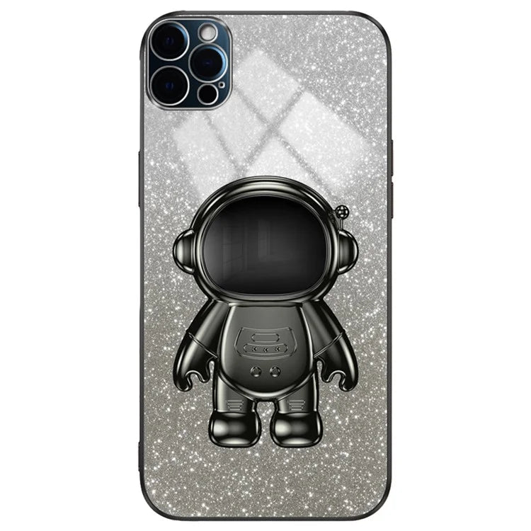Glittery Powder Decor Cover for iPhone 12 Pro Case Kickstand PC+TPU Phone Shell