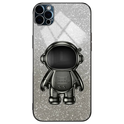 Glittery Powder Decor Cover for iPhone 12 Pro Case Kickstand PC+TPU Phone Shell