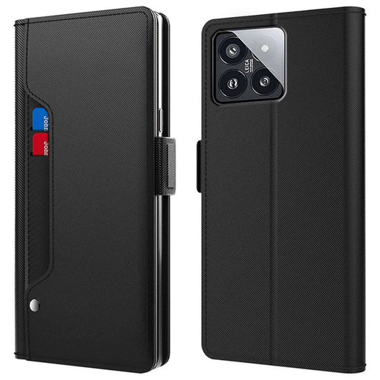 For Xiaomi 14 Case PU Leather Mirror Design Stand Phone Cover