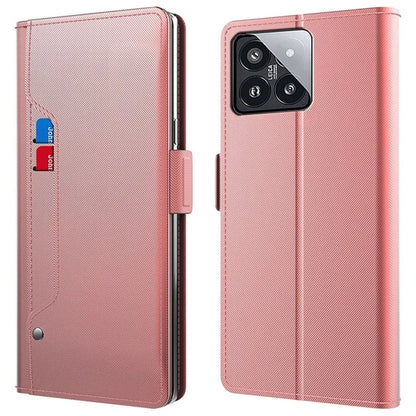 For Xiaomi 14 Case PU Leather Mirror Design Stand Phone Cover