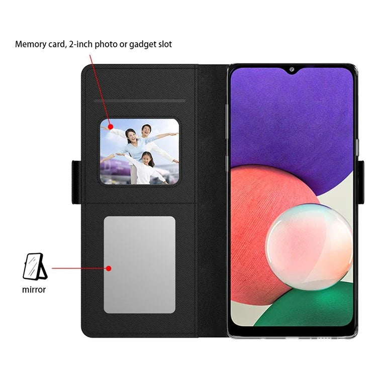 For Samsung Galaxy A05 4G Case PU Leather Phone Cover with Mirror and Card Slot