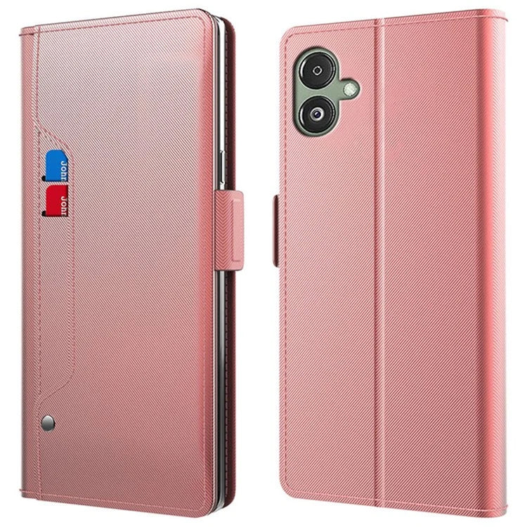For Samsung Galaxy A05 4G Case PU Leather Phone Cover with Mirror and Card Slot