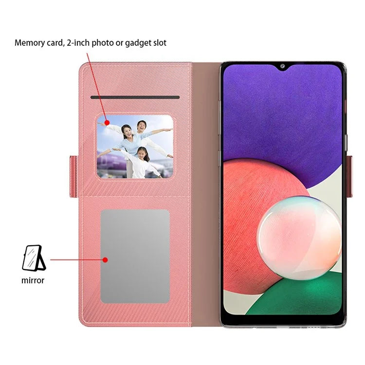 For Samsung Galaxy A05 4G Case PU Leather Phone Cover with Mirror and Card Slot