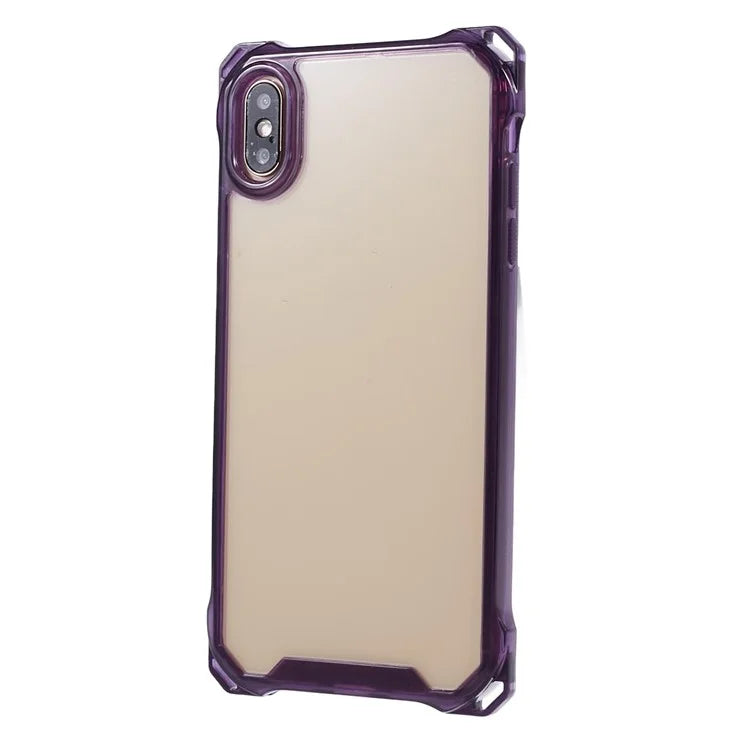For iPhone XS Max Case TPU Frame Clear Acrylic Back Phone Cover Purple
