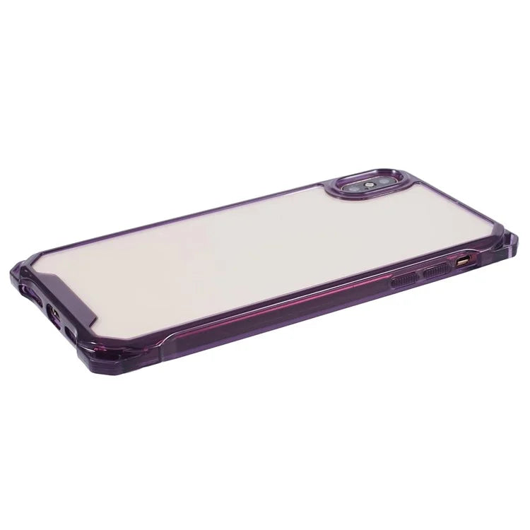 For iPhone XS Max Case TPU Frame Clear Acrylic Back Phone Cover Purple