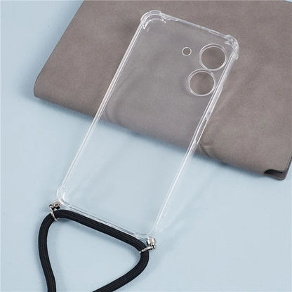 For Xiaomi Redmi 13C 4G / Poco C65 4G Case TPU Drop-resistant Phone Back Cover with Lanyard