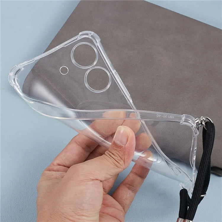 For Xiaomi Redmi 13C 4G / Poco C65 4G Case TPU Drop-resistant Phone Back Cover with Lanyard