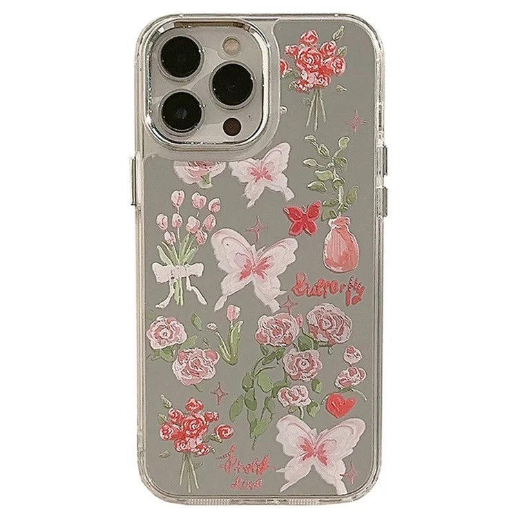For iPhone 15 Pro Max Cell Phone Cases Stylish Pattern Electroplating Mirror Surface TPU Cover