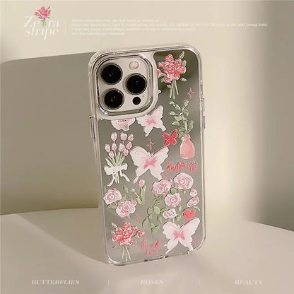 For iPhone 15 Pro Max Cell Phone Cases Stylish Pattern Electroplating Mirror Surface TPU Cover