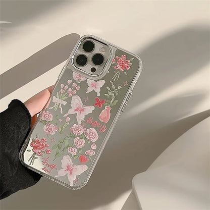 For iPhone 15 Pro Max Cell Phone Cases Stylish Pattern Electroplating Mirror Surface TPU Cover