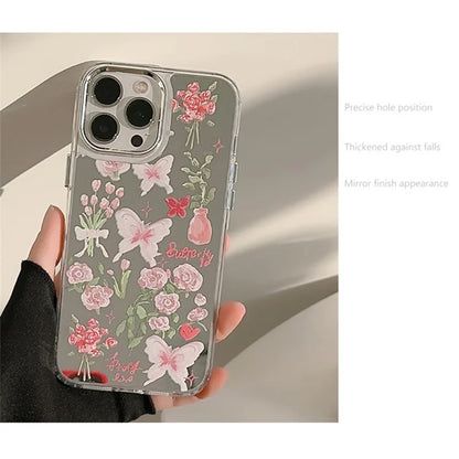 For iPhone 15 Pro Max Cell Phone Cases Stylish Pattern Electroplating Mirror Surface TPU Cover