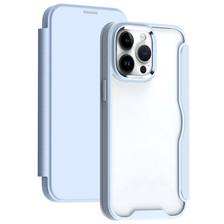 For iPhone 14 Pro Max Cell Phone Cases RFID Blocking TPU+Acrylic+PU Card Holder Cover