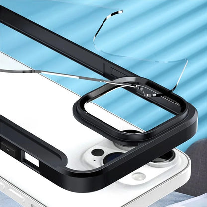 For iPhone 14 Pro Max Cell Phone Cases RFID Blocking TPU+Acrylic+PU Card Holder Cover
