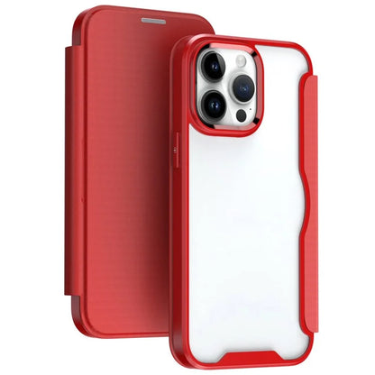 For iPhone 14 Pro Max Cell Phone Cases RFID Blocking TPU+Acrylic+PU Card Holder Cover