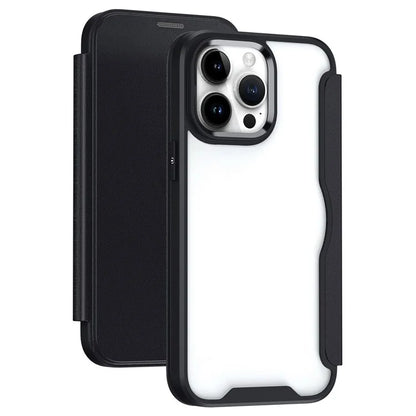 For iPhone 14 Pro Cell Phone Cases TPU+Acrylic+PU RFID Blocking Card Holder Cover