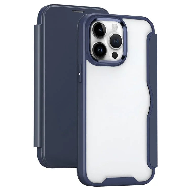 For iPhone 14 Pro Cell Phone Cases TPU+Acrylic+PU RFID Blocking Card Holder Cover