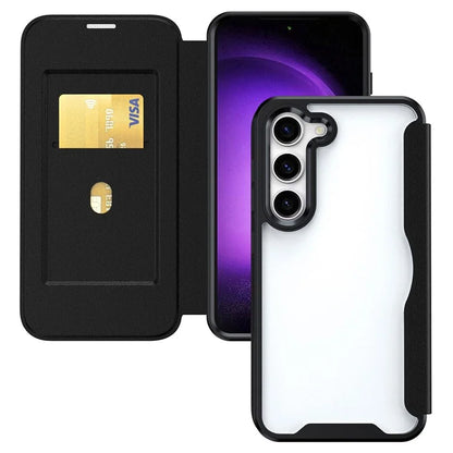 For Samsung Galaxy S23 Cell Phone Cases Leather+TPU+Acrylic Card Slot Protective Shell