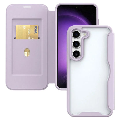 For Samsung Galaxy S23 Cell Phone Cases Leather+TPU+Acrylic Card Slot Protective Shell
