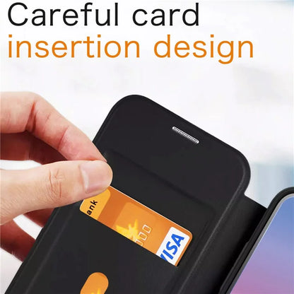 For Samsung Galaxy S23 Cell Phone Cases Leather+TPU+Acrylic Card Slot Protective Shell