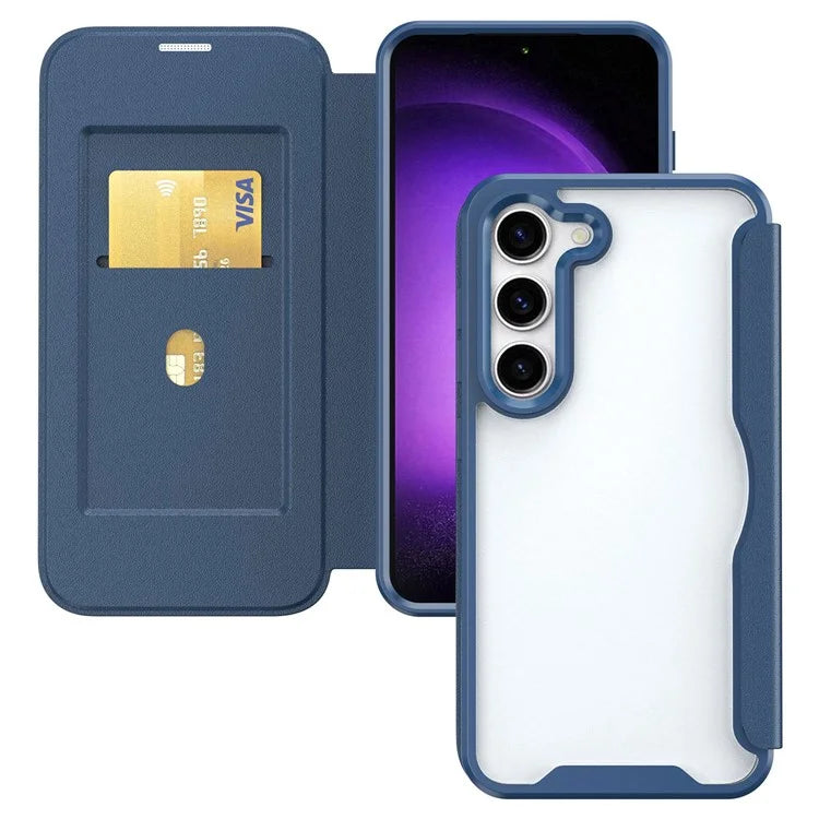 For Samsung Galaxy S23 Cell Phone Cases Leather+TPU+Acrylic Card Slot Protective Shell