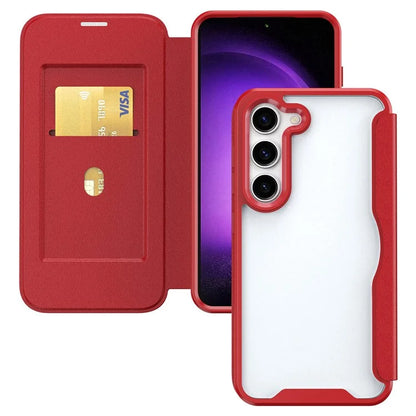 For Samsung Galaxy S23 Cell Phone Cases Leather+TPU+Acrylic Card Slot Protective Shell