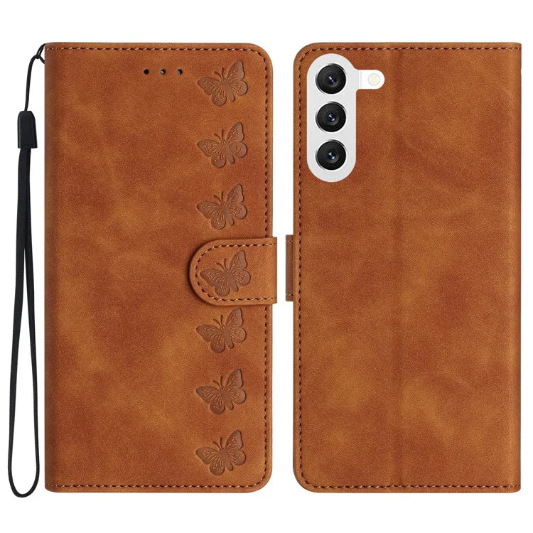 For Samsung Galaxy S24 Case Anti-Scratch Phone Shell Imprinted Leather Wallet Stand Cover