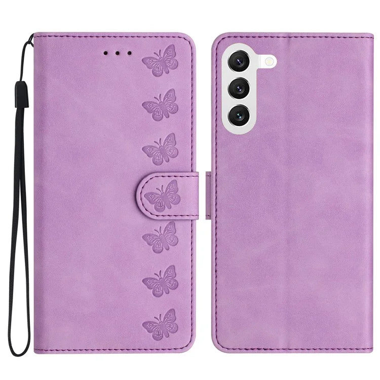 For Samsung Galaxy S24 Case Anti-Scratch Phone Shell Imprinted Leather Wallet Stand Cover